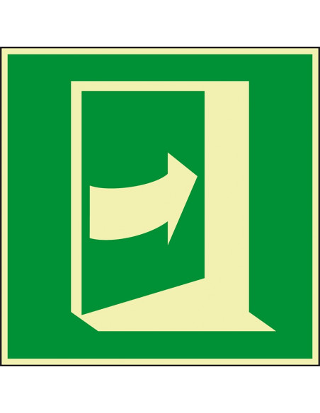 Extra lichtgevende deur drukken rechts sticker, 100 x 100 mm, E023