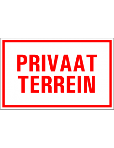 Privaat terrein tekstbord, kunststof, rechthoek, rood wit met Nederlandse tekst
