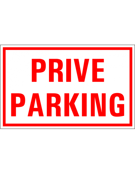 Prive parking bord, kunststof, rood wit, tekst prive parking, rechthoekig