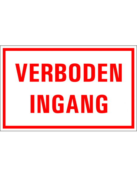 Verboden ingang tekstbord, kunststof, rechthoek, rood wit