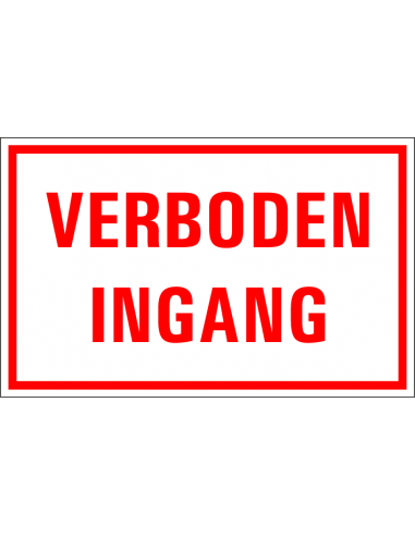 Verboden ingang tekststicker, rechthoek, rood wit, Nederlandse tekst