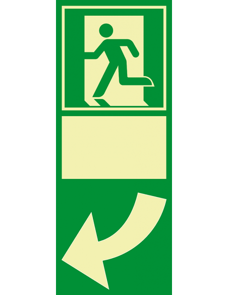 Nooduitgang bord Deuraanwijzing linkswijzend, ISO 7010, langnaschijnend, rechthoek, wit groen