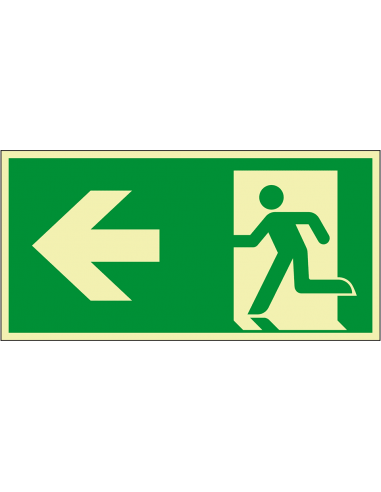 Extra lichtgevend nooduitgang bord pijl links - aluminium, groen wit, rechthoekig