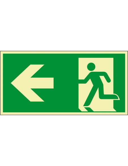 Extra lichtgevend nooduitgang bord pijl links - aluminium, groen wit, rechthoekig