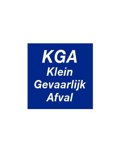 KGA bord, kunststof, vierkant, blauw wit, tekst KGA klein gevaarlijk afval