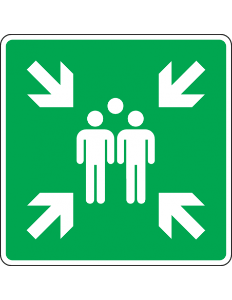 Reflecterend verzamelplaats bord, aluminium, E007