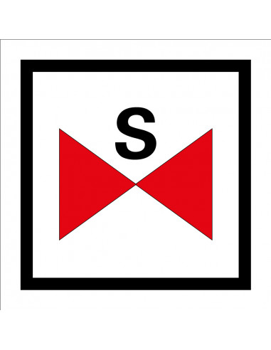 Sprinklerafsluiter bord, rood zwart wit, vierkant