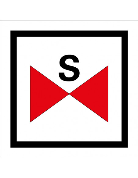 Sprinklerafsluiter bord, rood zwart wit, vierkant