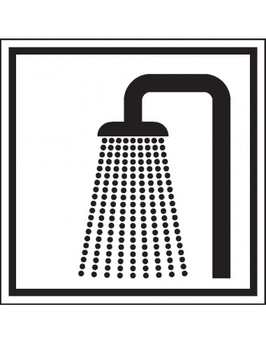 Bord douche, kunststof, vierkant, wit zwart, pictogram douche