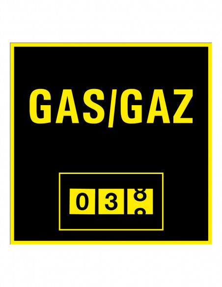 Gasmeter bord, zwart geel, vierkant, om gasmeter aan te geven