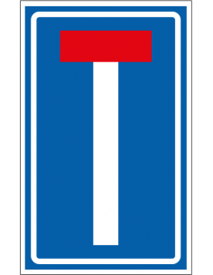 Doodlopende weg sticker, L8, blauw wit, rechthoekig, symbool doodlopende weg