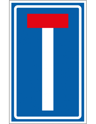 Doodlopende weg sticker, L8, blauw wit, rechthoekig, symbool doodlopende weg