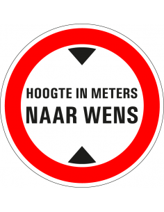 Maximale doorrijhoogte bord, kunststof, C19, rood wit, rond, symbool max doorrijhoogte
