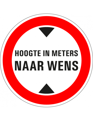 Maximale doorrijhoogte sticker, C19, rood wit, rond, symbool max doorrijhoogte