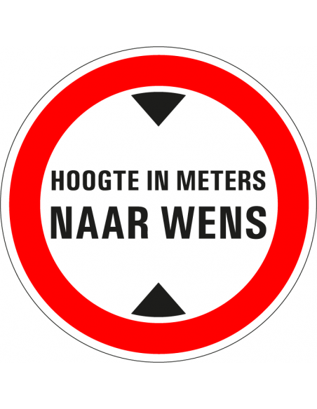 Maximale doorrijhoogte sticker, C19, rood wit, rond, symbool max doorrijhoogte