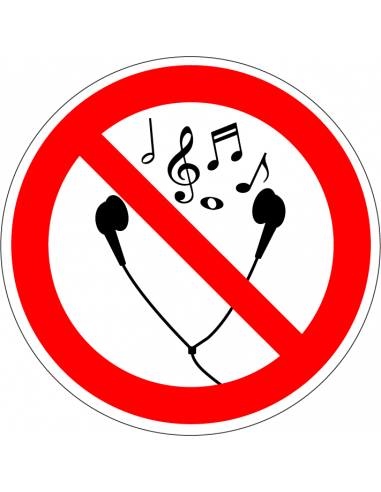 Oortjes verboden sticker, rood wit, symbool oortjes, rond