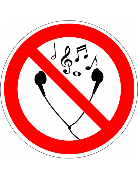 Oortjes verboden bord, kunststof, rood wit, symbool oortjes verboden, rond