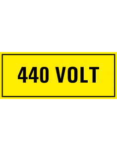 440 volt sticker, geel zwart, rechthoekig