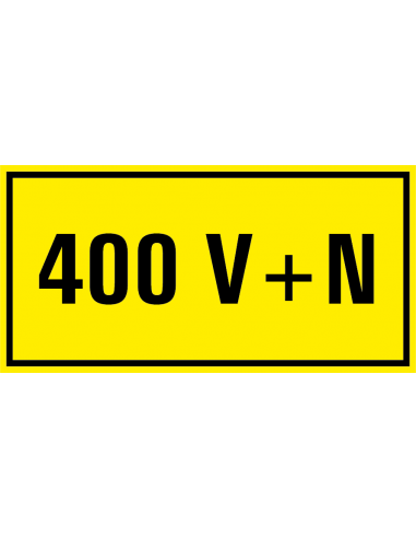 400 v+n sticker, geel zwart, rechthoekig