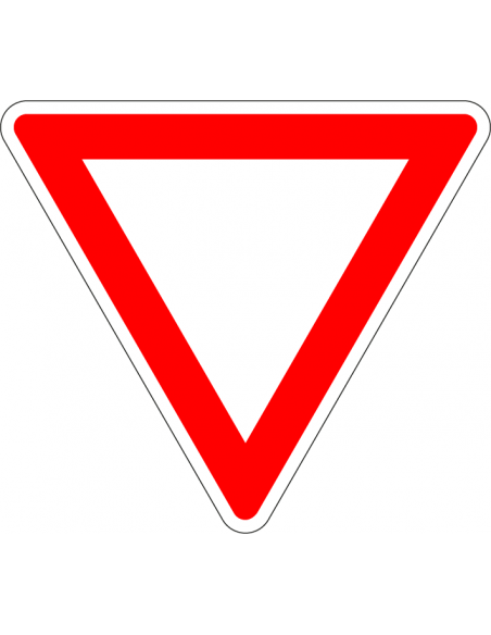 Voorrang verlenen sticker, B6, rood wit, driehoek, symbool voorrang verlenen