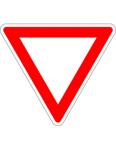 Voorrang verlenen bord, kunststof, B6, rood wit, voorrang verlenen symbool, driehoek