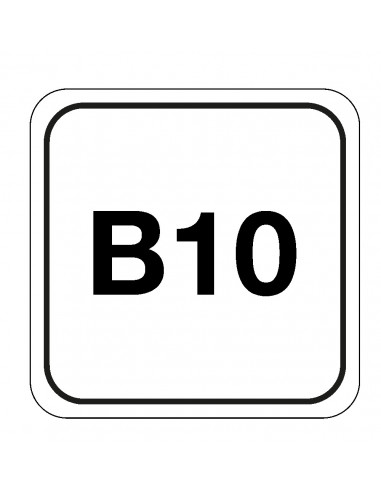 B10 diesel bord, kunststof, vierkant, wit  zwart, B10 diesel tekst