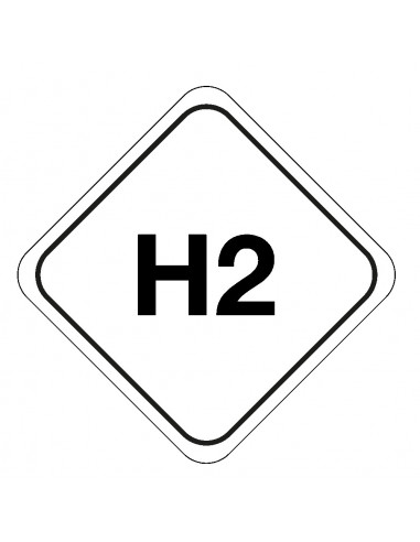 H2 gas bord, kunststof, ruit, wit zwart, H2 gas tekst