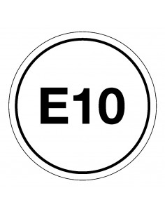 E10 benzine bord, kunststof, wit zwart, rond