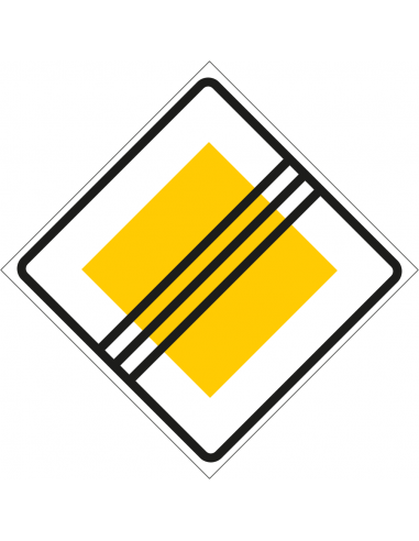 Einde voorrangsweg bord, kunststof, B2, geel wit, ruitvormig, symbool einde voorrangsweg