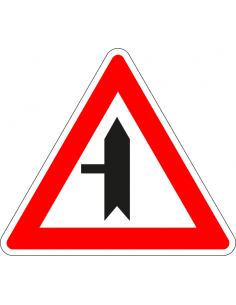 Voorrangskruispunt zijweg links sticker, B4, rood wit, driehoek, symbool zijweg links