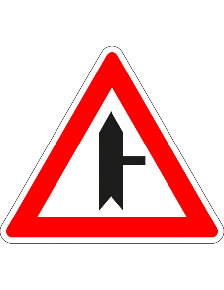Voorrangskruispunt zijweg rechts bord, kunststof, B5, driehoek, rood wit, symbool zijweg rechts