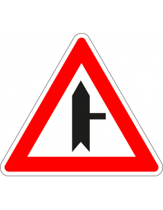 Voorrangskruispunt zijweg rechts sticker, B5, driehoek, rood wit, symbool zijweg rechts