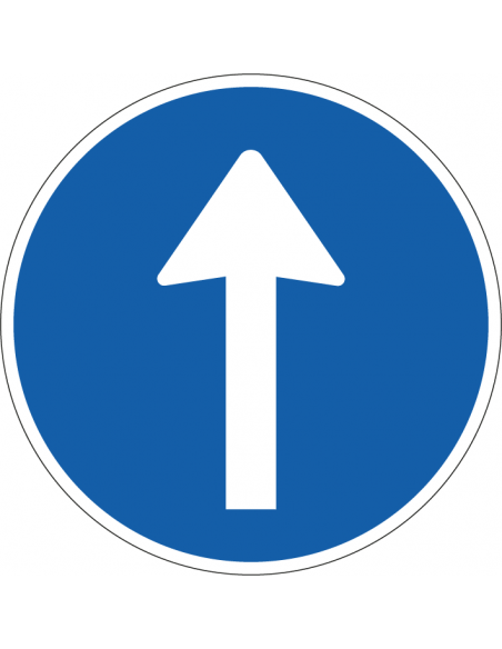 Verplichte rijrichting bord, kunststof, D4, blauw wit, rond, symbool verplichte rijrichting