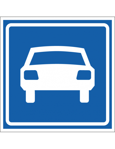 Autoweg bord, kunststof, G3, blauw wit, vierkant, symbool auto