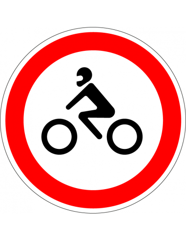 Geslotenverklaring motorfietsen bord, kunststof, C11, rood wit, rond, symbool motor