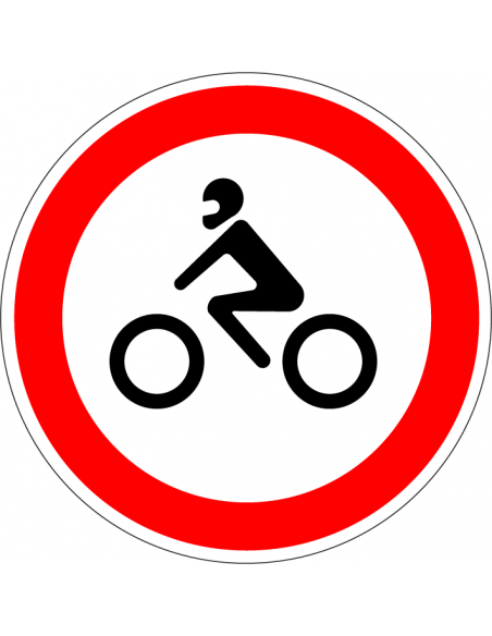 Geslotenverklaring motorfietsen bord, kunststof, C11, rood wit, rond, symbool motor