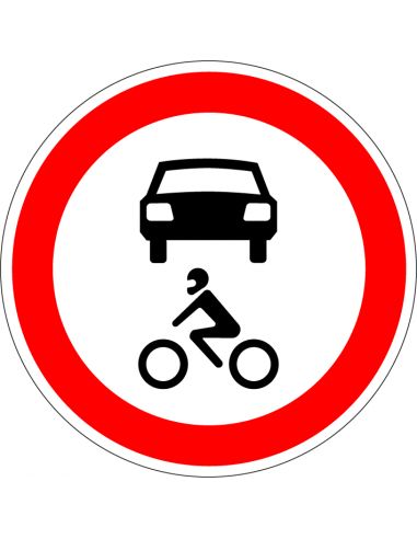 Geslotenverklaring voor alle motorvoertuigen bord, kunststof, C12, rood wit, rond, symbool motorvoertuigen