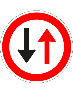 Voorrang voor tegemoetkomend verkeer sticker, F5, rood wit, rond, symbool voorrang