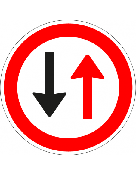 Voorrang voor tegemoetkomend verkeer sticker, F5, rood wit, rond, symbool voorrang