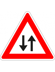 Tegenliggers sticker, J29, rood wit, driehoek, tegenliggers symbool