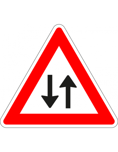 Tegenliggers sticker, J29, rood wit, driehoek, tegenliggers symbool