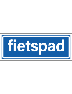 Onverplicht fietspad bord, kunststof, G13, blauw wit, rechthoekig, tekst fietspad