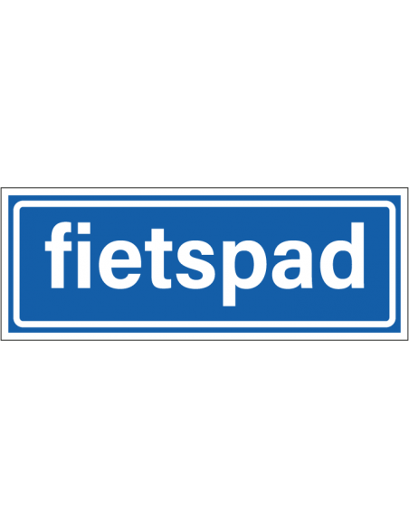 Onverplicht fietspad bord, kunststof, G13, blauw wit, rechthoekig, tekst fietspad