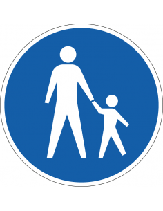 Voetpad bord, kunststof, G7, blauw wit, rond, voetpad symbool