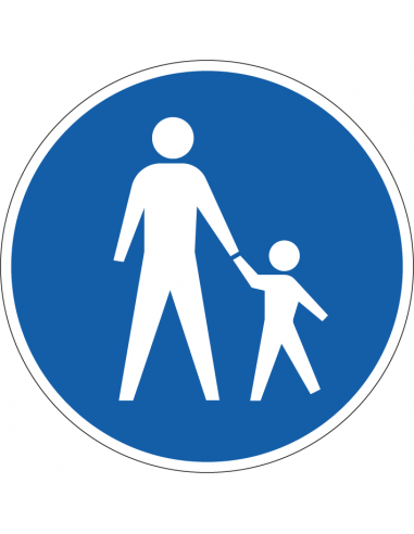 Voetpad bord, kunststof, G7, blauw wit, rond, voetpad symbool