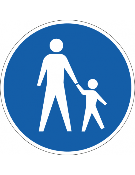 Voetpad bord, kunststof, G7, blauw wit, rond, voetpad symbool