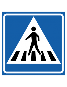 Zebrapad bord, kunststof, L2, blauw wit, vierkant, zebrapad symbool