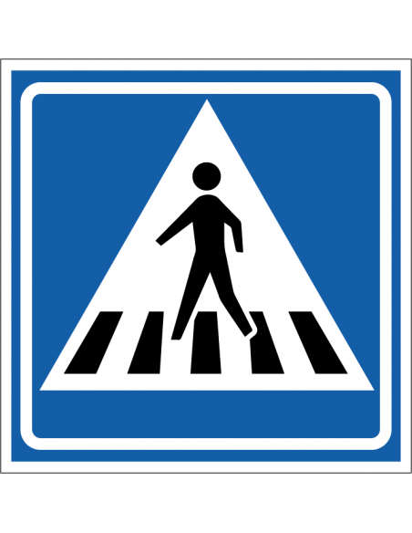 Zebrapad bord, kunststof, L2, blauw wit, vierkant, zebrapad symbool