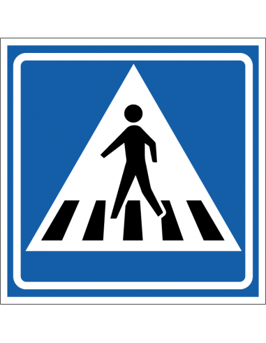 Zebrapad sticker, L2, blauw wit, vierkant, zebrapad symbool