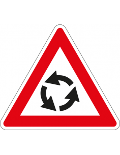 Pas op rotonde sticker, J9, rood wit, driehoek, symbool rotonde
